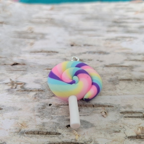 NEW Handmade Polymer Clay Big Pendants, Lollipop, Colorful - Picture 8 of 10